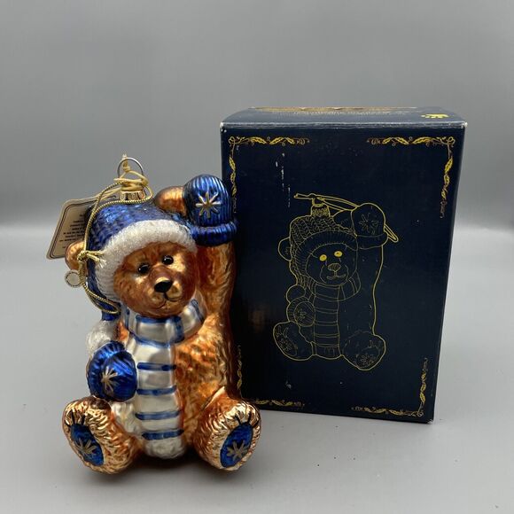 Boyd's Bears Christmas Teddy Bear Ornament Klaus Von Fuzzner Glass Signed 1997 - Picture 1 of 7